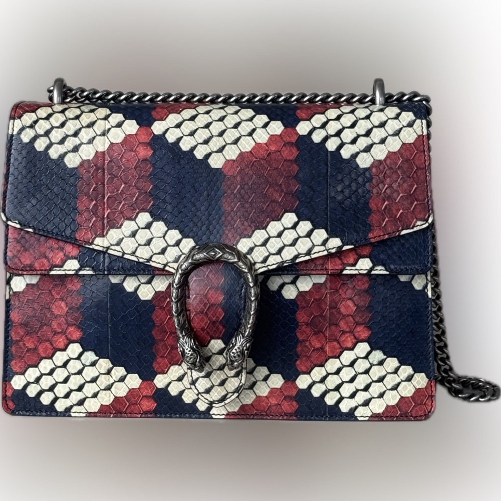 Gucci Dionysus Medium Handbag in Red, White and Blue Python